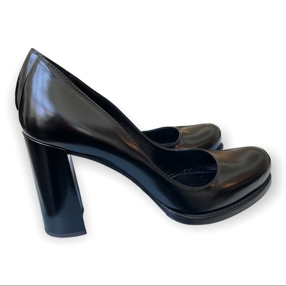 Prada Black Heels Platform Leather Chunky Heels - Picture 5 of 10